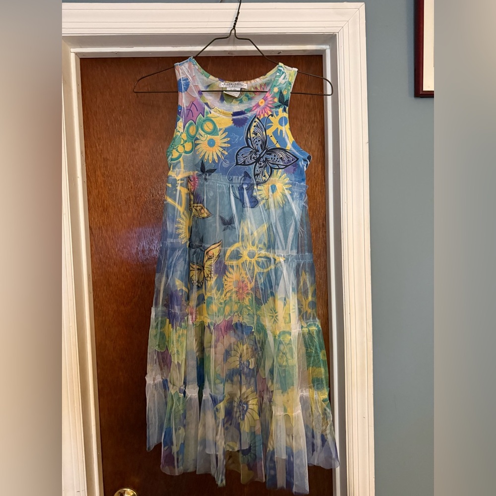 Colorful Butterfly & Floral Dress